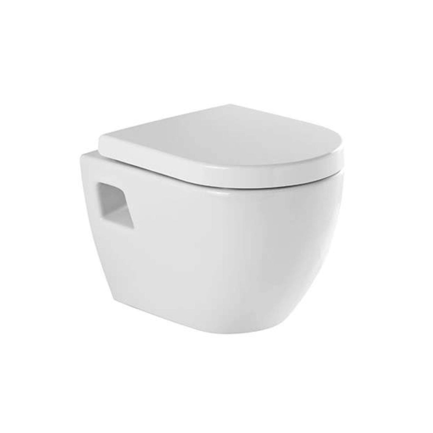 Perspetiva lateral da sanita suspensa branca Sanidusa Sanibold com fixação oculta.