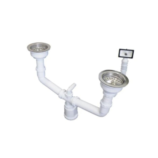 Sifão de Lava-Louça Duplo Ctesi com Cesto e Avisador CTESI