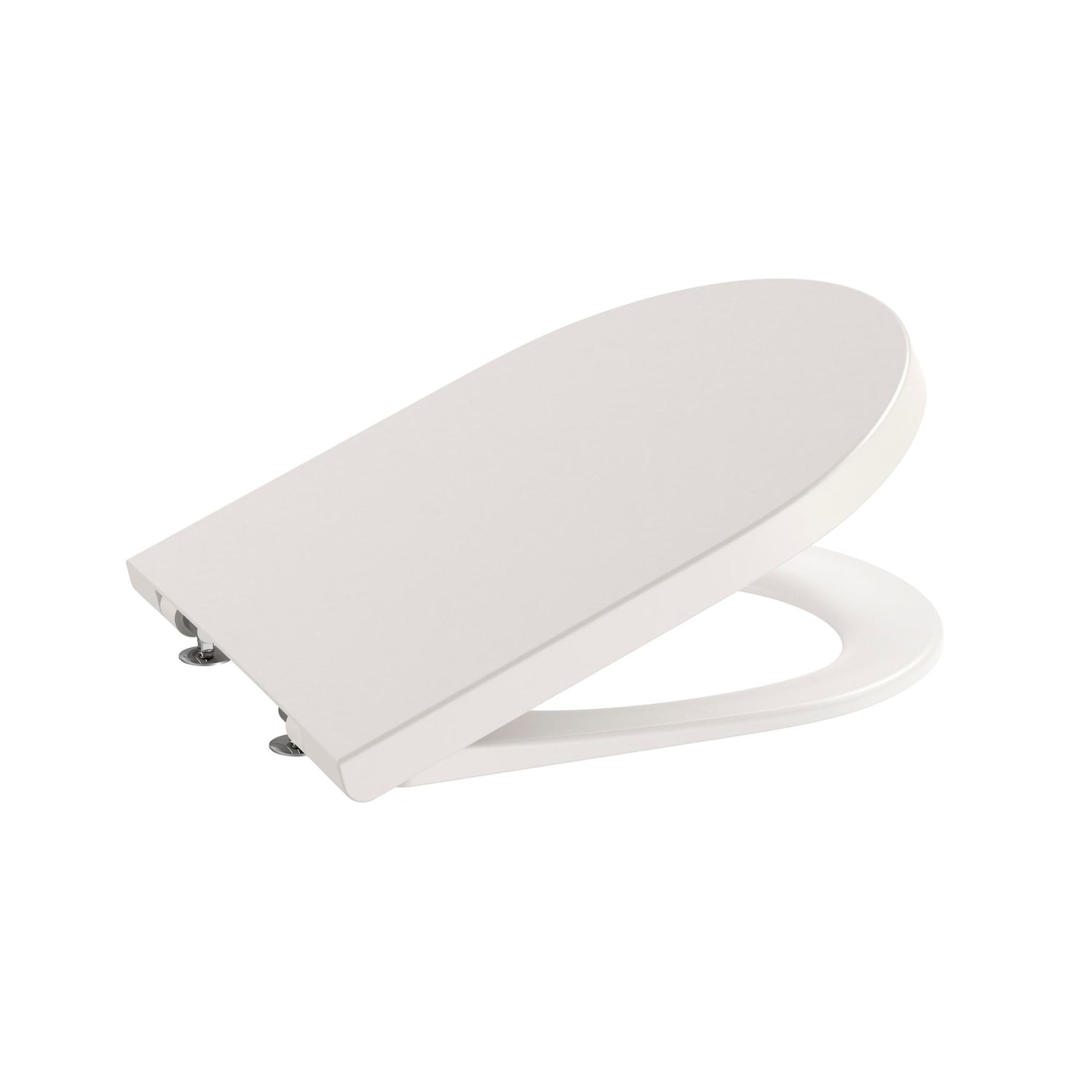 Tampo de sanita Roca Inspira Round bege com queda amortecida em ângulo lateral.