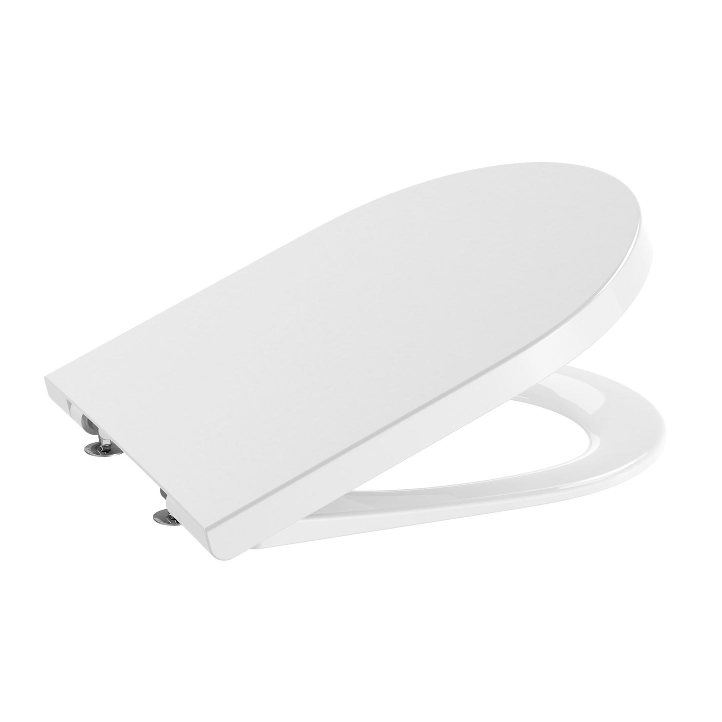 Tampo de sanita Roca Inspira Round branco com queda amortecida em ângulo aberto.