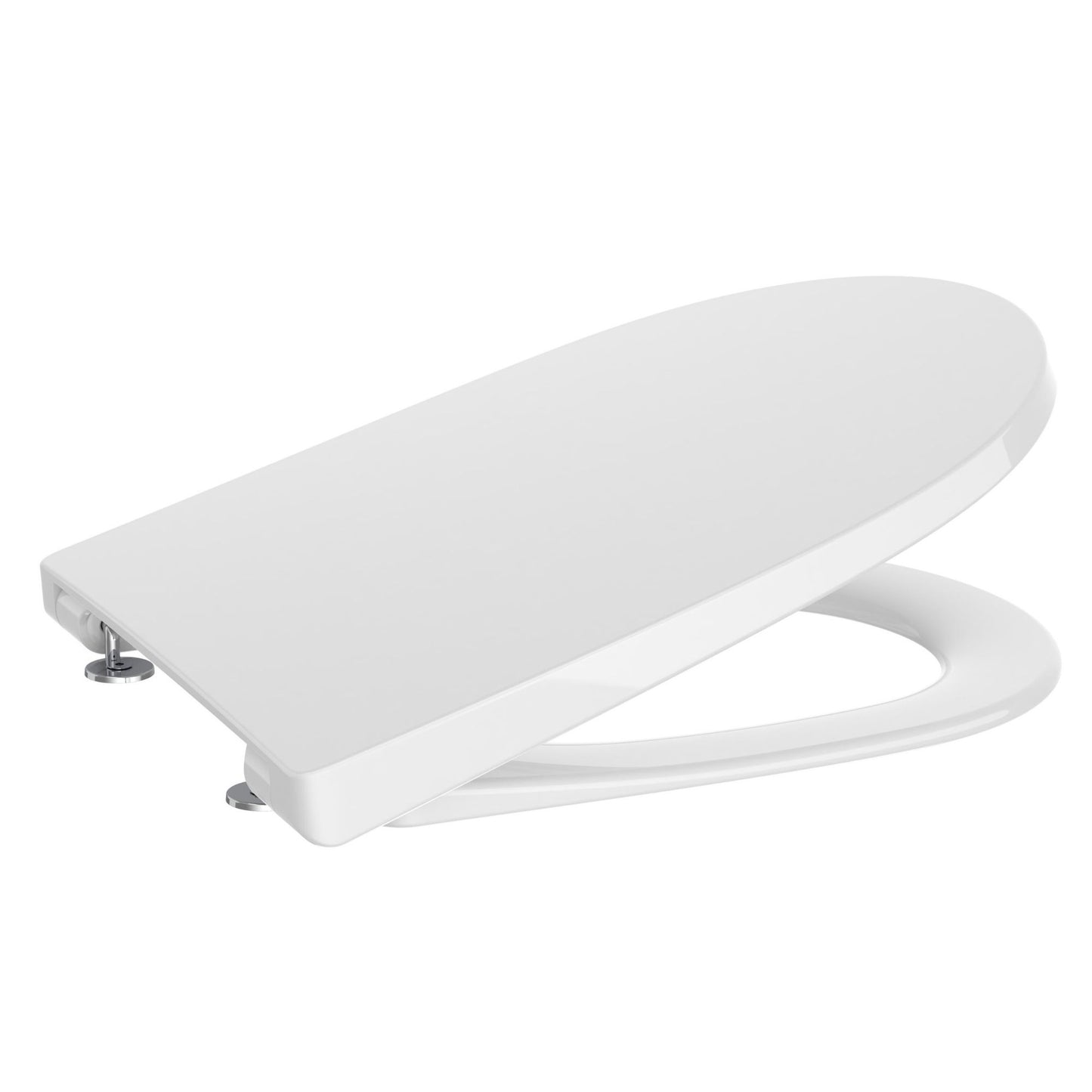 Tampo de sanita Roca da coleção Ona em Supralit branco, com dobradiças em aço inoxidável.