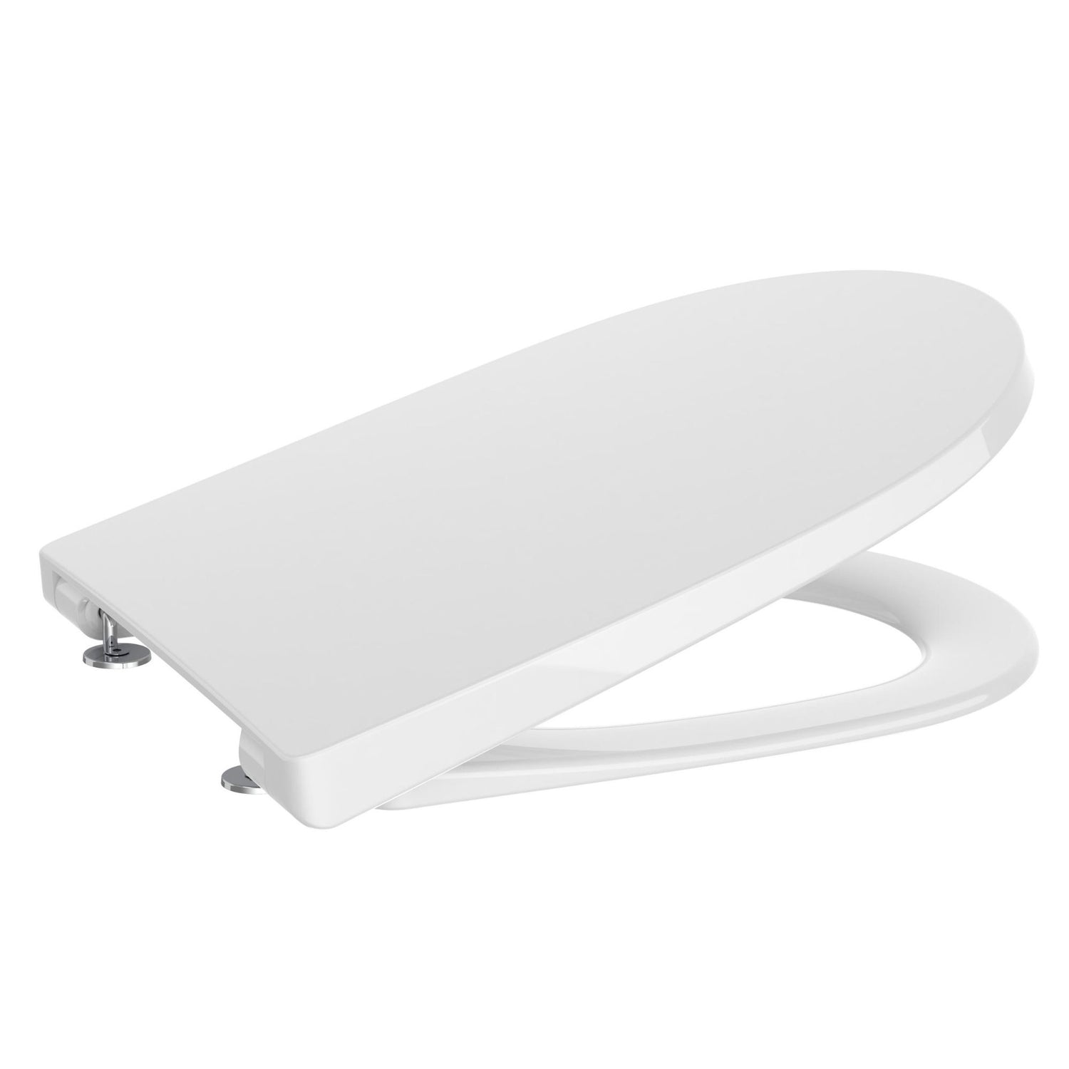 Tampo de sanita Roca da coleção Ona em Supralit branco, com dobradiças em aço inoxidável.