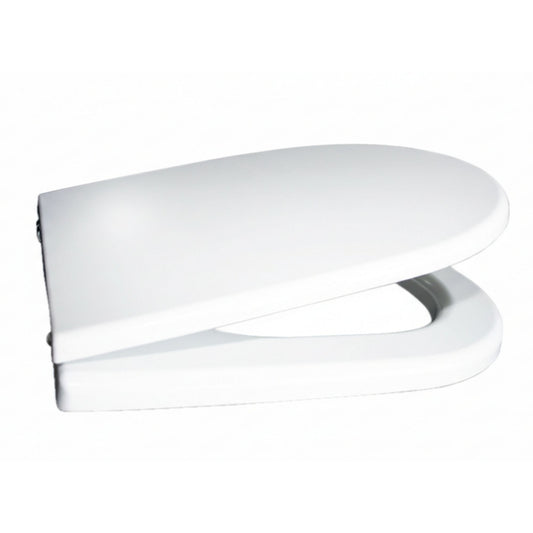 Tampo de sanita universal Mebra em material termoendurecido branco, visto de perfil.