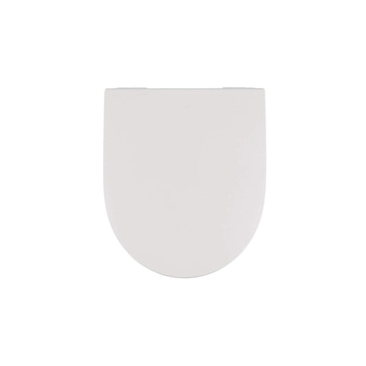 Vista de cima do tampo de sanita Urb.y Slim fechado realçando o design minimalista.