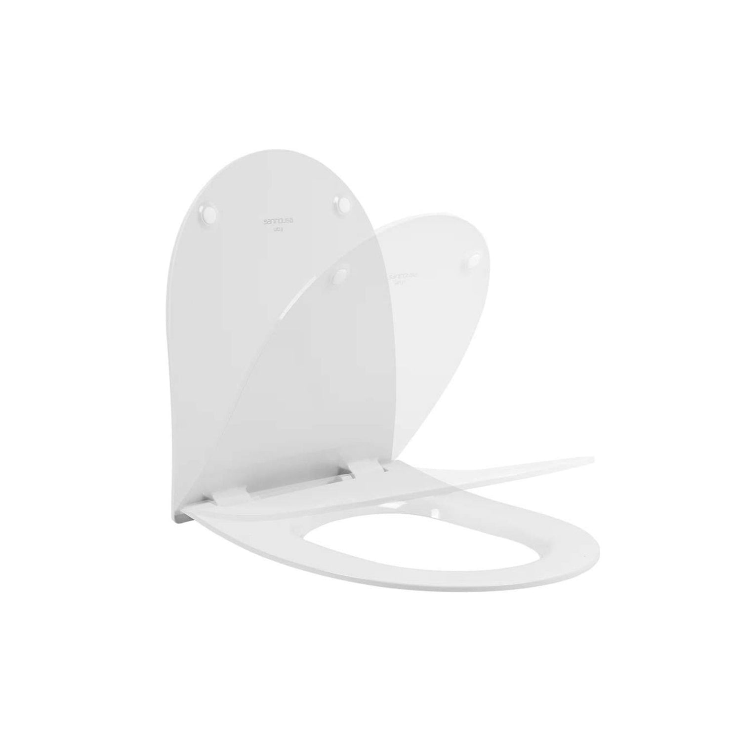 Assento de sanita Urb.y Slim branco com sistema de fecho suave em movimento.