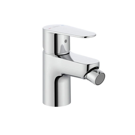 Torneira de bidé monocomando Roca Victoria Plus cromada, com arejador ajustável.