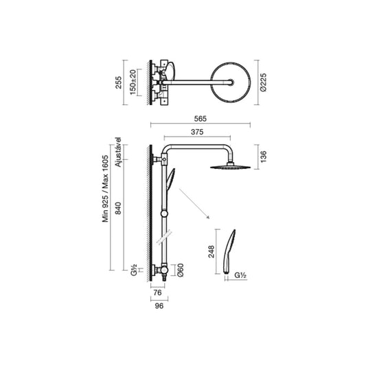 Coluna de duche BLOOM termostática cromada | S50207346312600 | Sanitana