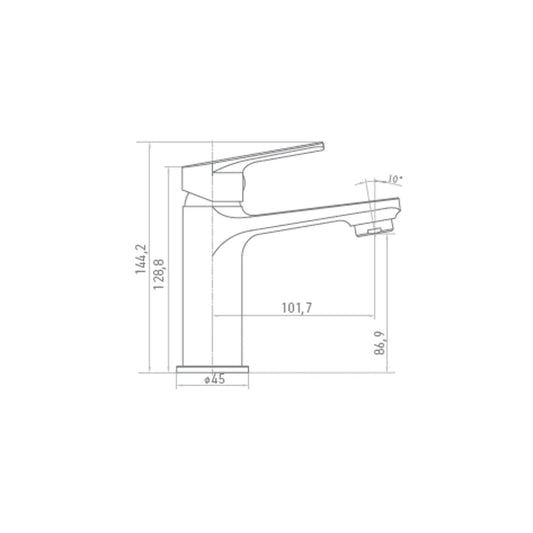 Desenho Técnico de Torneira de lavatório FÉNIX cromada | 1101.3100
