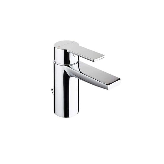 Alt text = 'Torneira de lavatório monocomando Master 40 com acabamento em cromo e válvula de descarga automática.'