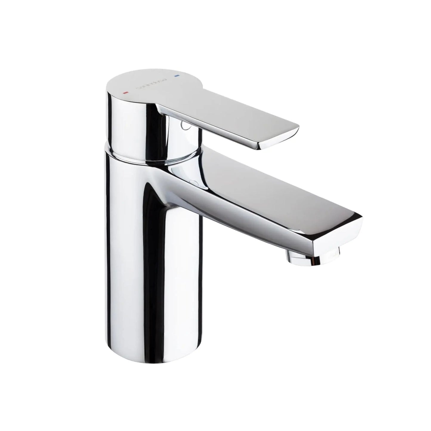 Vista em perspetiva da torneira de lavatório monocomando Sanindusa Master 40 com acabamento cromado.