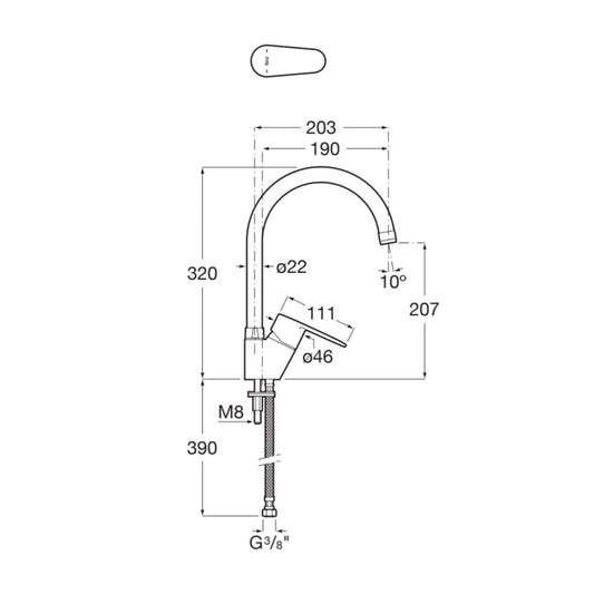 Torneira de cozinha VICTORIA PLUS cromada | A5A8E4FC00 | Roca ROCA