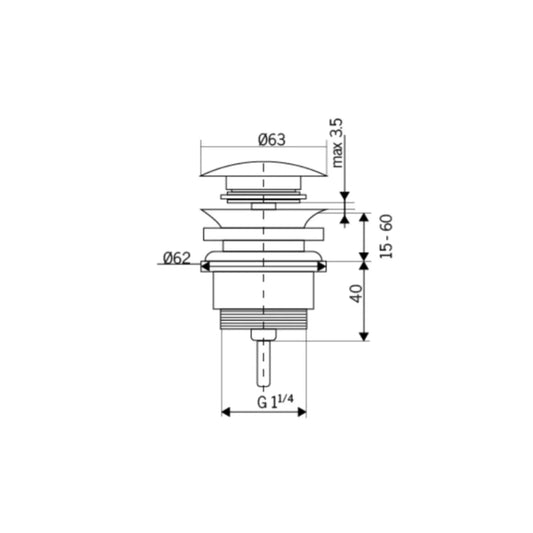 Válvula click-clack de lavatório/bidé latão preto mate | VCC008 | Imex IMEX