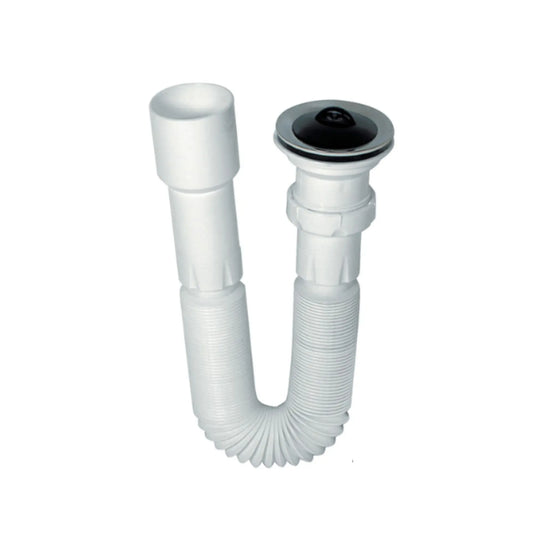 Válvula com tubo flexível Mebra branca, extensível, com ligação cónica para esgoto sanitário