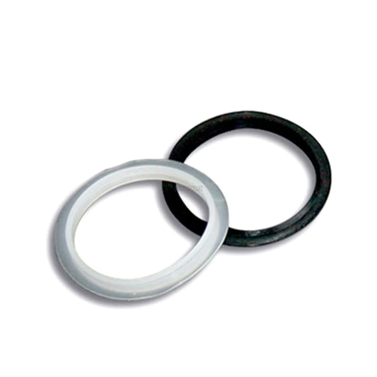 alt='Par de vedantes para válvula de lavatório clic-clac da Mebra, um vedante translúcido e um vedante preto.'