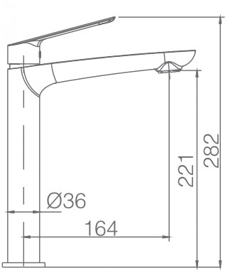 Desenho Técnico da Torneira Lavatório LUXOR Branco Mate IMEX