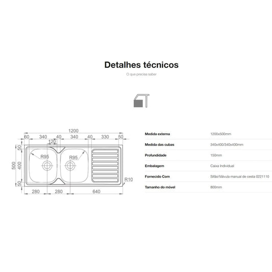 Lava Louça OKIO Line 120 Flat polido-Rodi