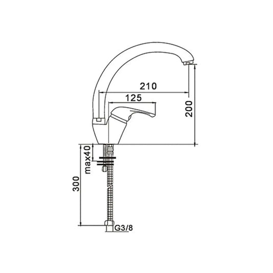 Desenho Técnico da Torneira de Cozinha Snow Cromada