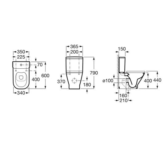 Sanita THE GAP Square 60 Rimless ROCA - A34273700H