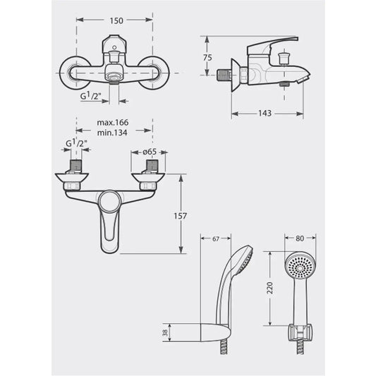 Torneira de banheira MOON cromada | WM301350ZC00S0B | Zoom ZOOM