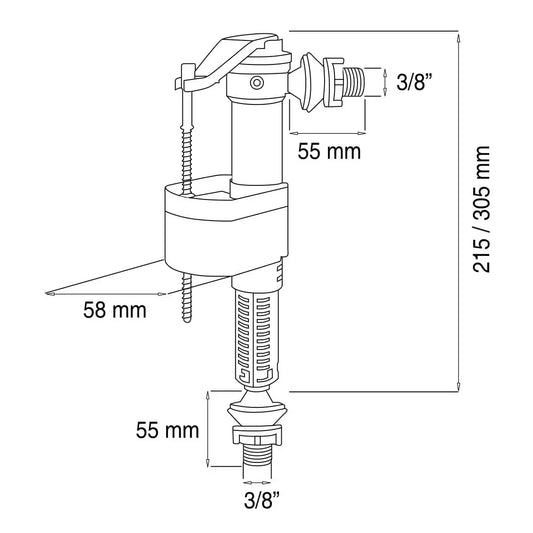 Torneira Boia Dual com entrada lateral ou inferior.