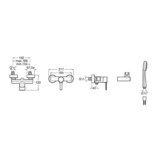 Torneira de duche TARGA cromada Roca- A5A2060C02